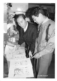 Yoshiyuki Tomino directing animation in the 1980s at Sunrise Inc